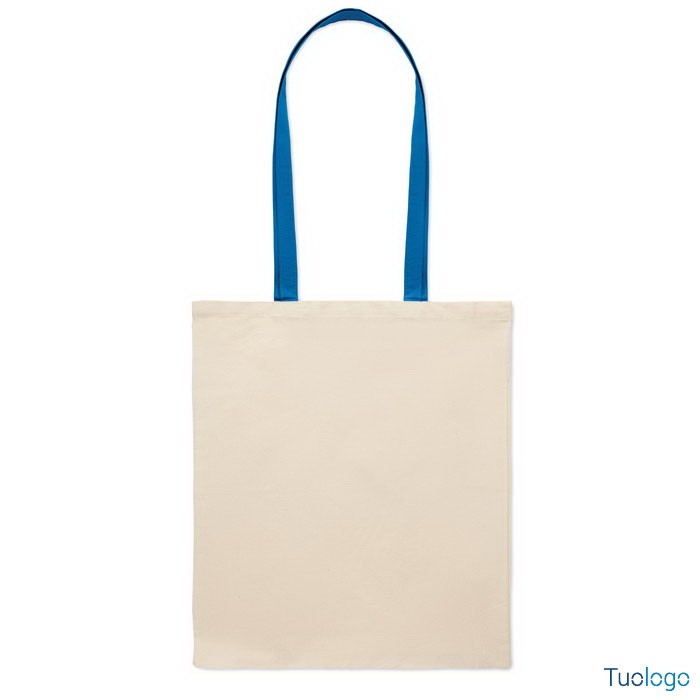 Shopper in cotone con manici blu