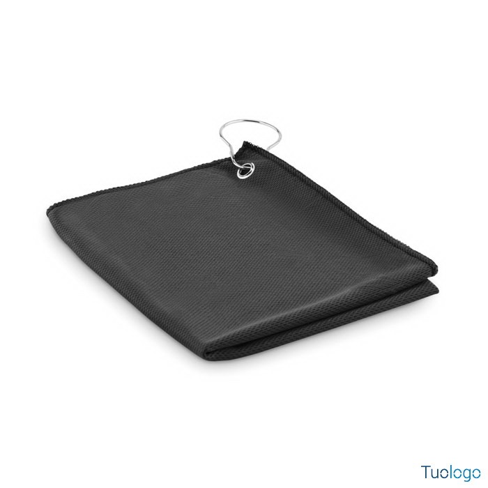 Telo nero piegato con gancio di metallo