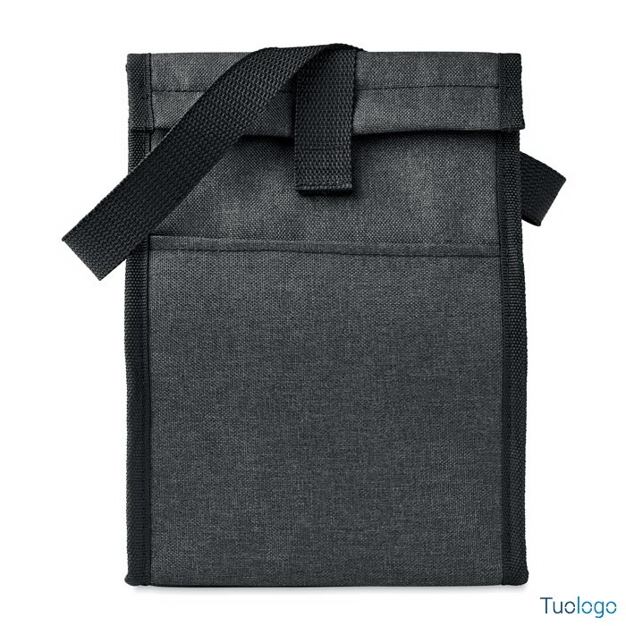 Borsa grigio scuro con tasca frontale, su sfondo bianco