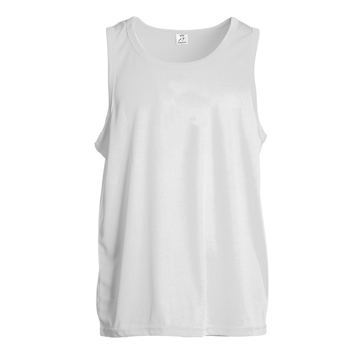 Canotta bianca su sfondo bianco