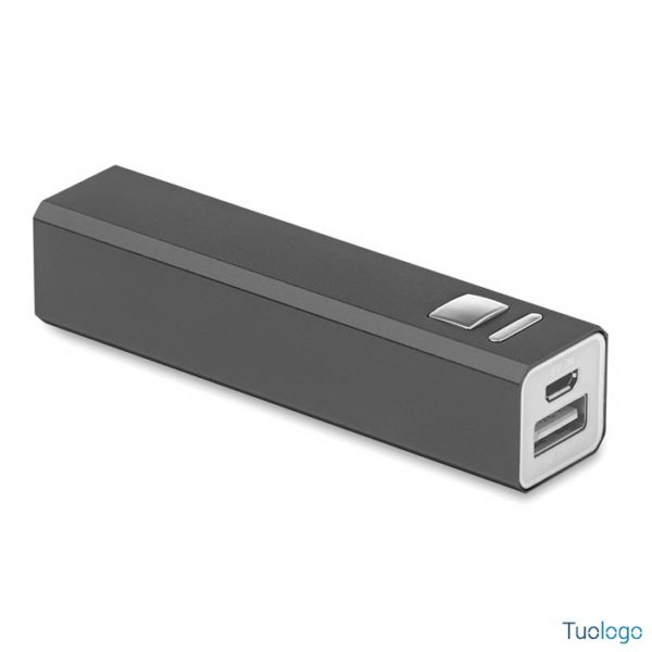 Powerbank grigio con un ingresso usb