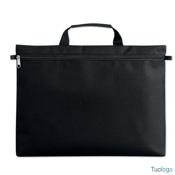 Borsa rettangolare nera con maniglia e chiusura a zip