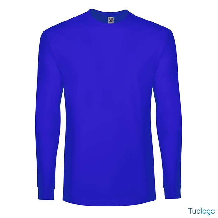 Tshirt manica lunga blu su sfondo bianco