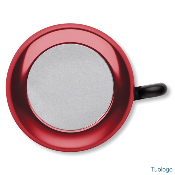 Dettaglio campanello rotondo rosso da bici