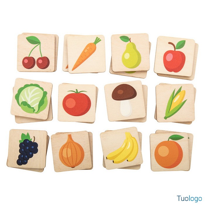 Gioco memory in legno di betulla con figure di animali