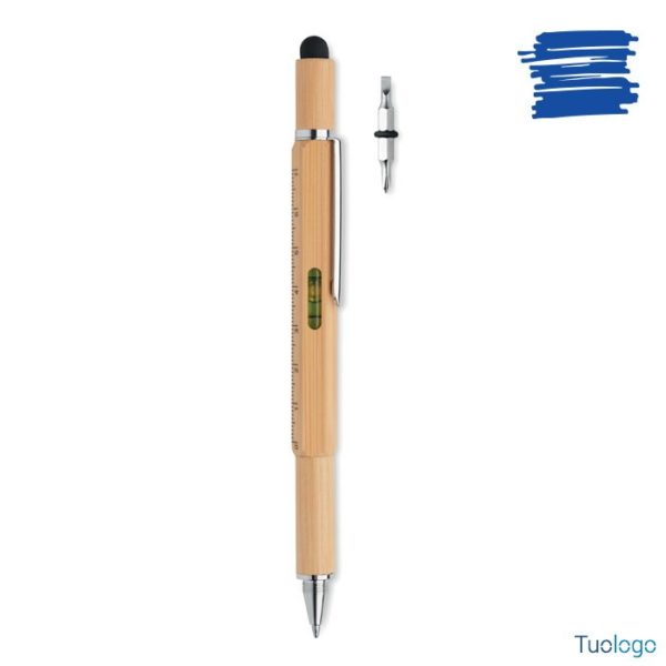 Penna multifunzione in bamboo Sunnicandra col tuo logo - Gadget  Personalizzati