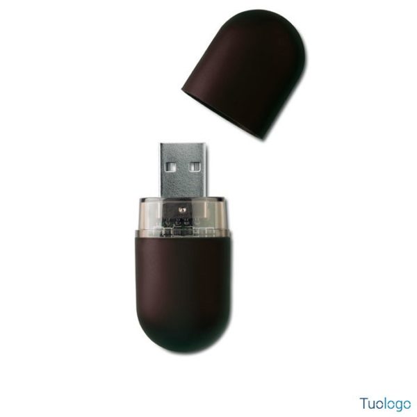 Chiavetta usb nera a forma di capsula