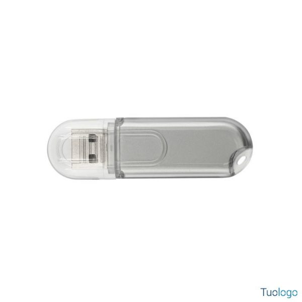 Chiavetta usb grigia rettangolare in plastica resistente