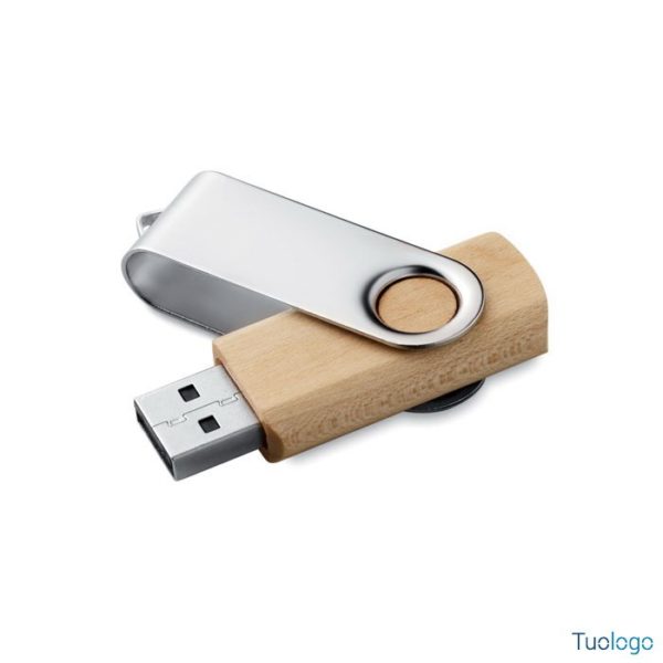 Chiavetta usb in legno con copertura rotante in metallo