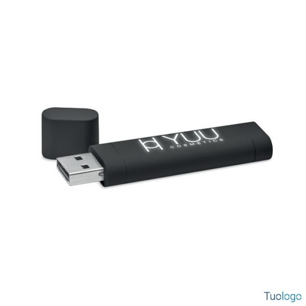 Chiavetta usb nera con logo illuminato