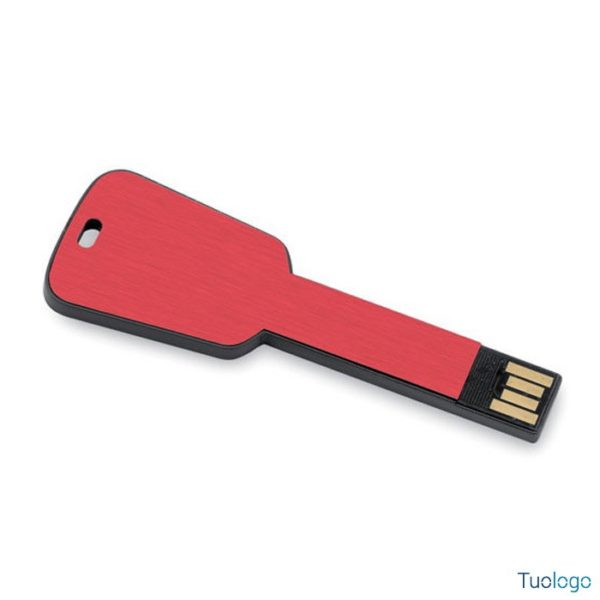 Chiavetta usb rossa in alluminio a forma di chiave