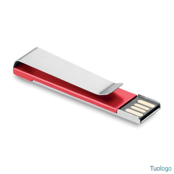 Chiavetta usb rossa in alluminio con clip