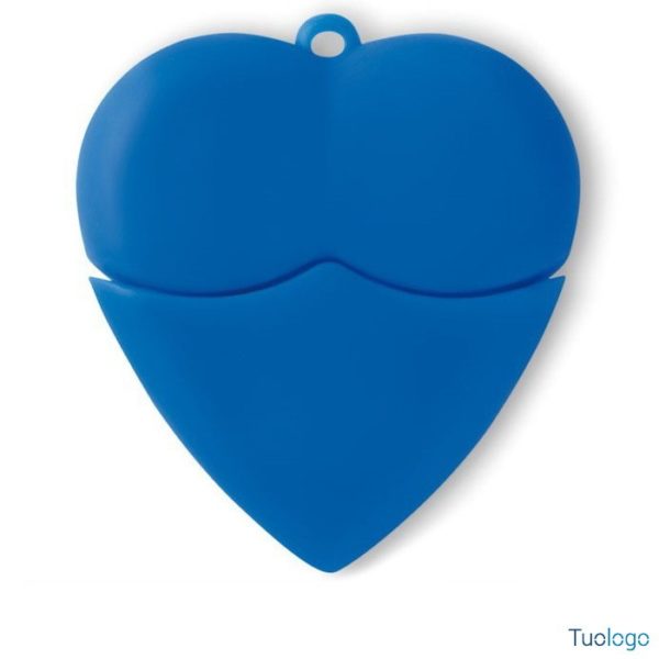 Chiavetta usb in pvc a forma di cuore blu