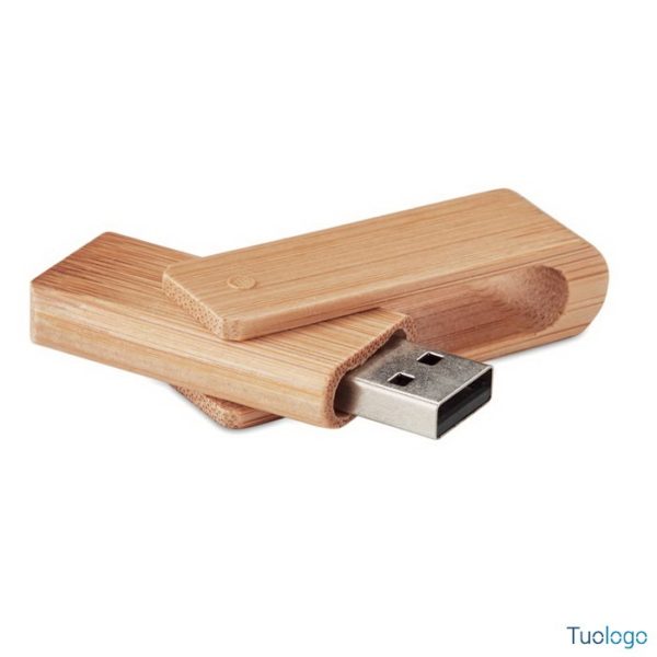 Chiavetta usb in bamboo naturale con chiusura girevole