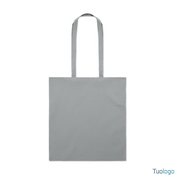 Shopper verde in cotone con manici lunghi con logo