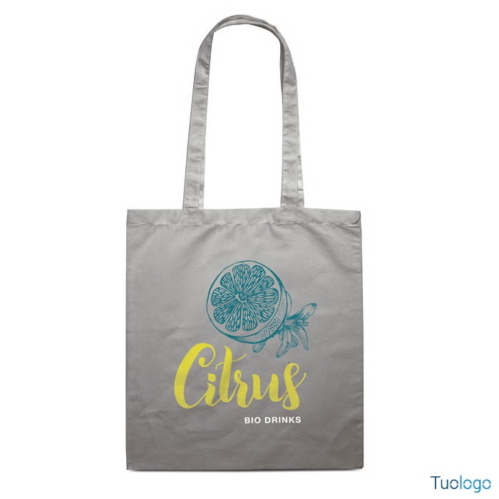 Shopper nera in cotone con manici lunghi