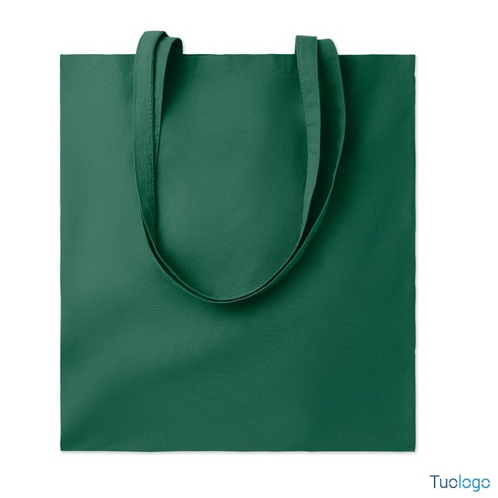 Shopper verde in cotone con manici lunghi
