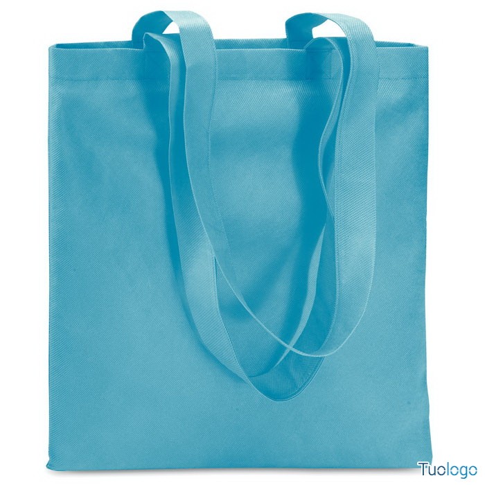 Shopper azzurra in tnt con manici lunghi