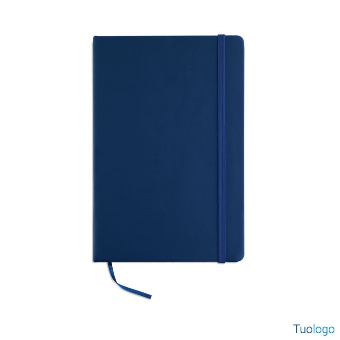Bloc notes blu in poliuretano con chiusura a elastico