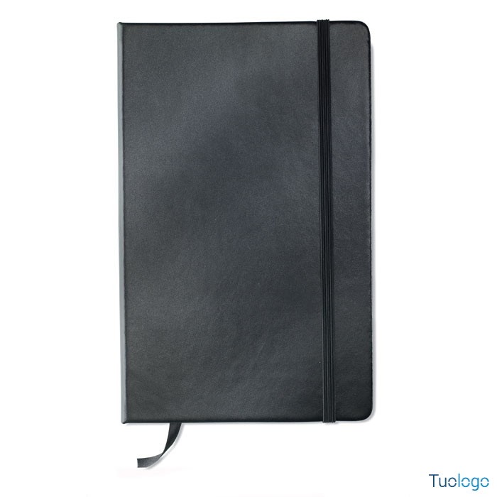 Bloc notes nero in poliuretano con chiusura a elastico