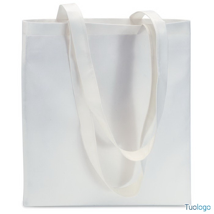 Shopper bianca in tnt con manici lunghi