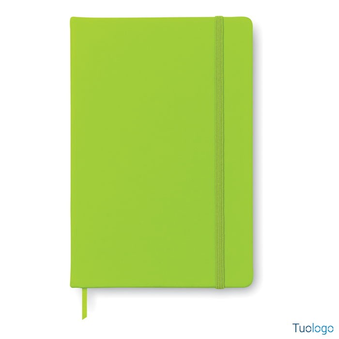 Bloc notes verde in poliuretano con chiusura a elastico