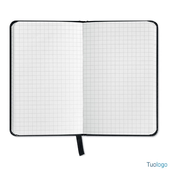 Bloc notes rosso con copertina rigida e chiusura con elastico