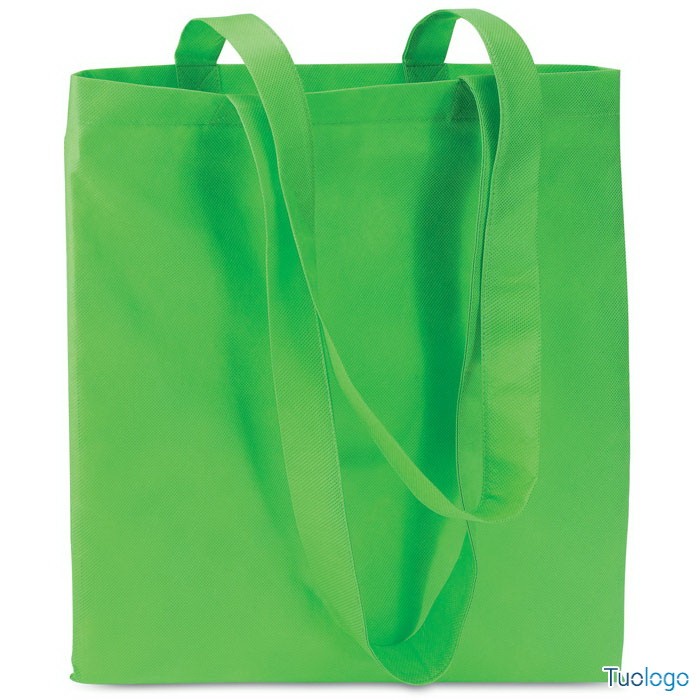 Shopper verde in tnt con manici lunghi