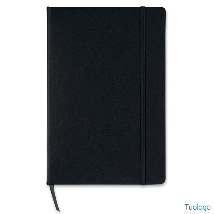 Bloc notes verde con copertina rigida e chiusura con elastico