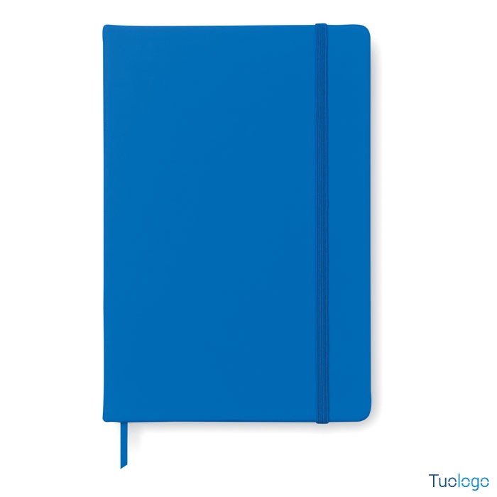 Bloc notes blu in poliuretano con chiusura a elastico