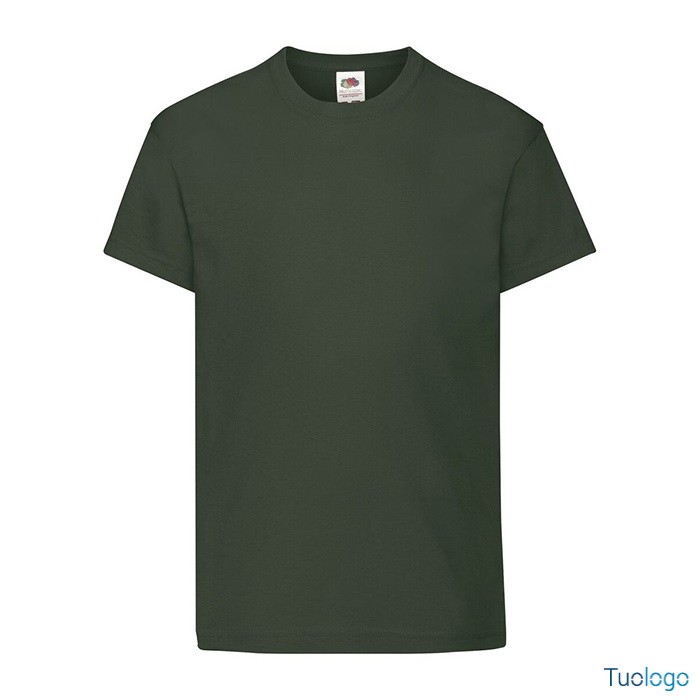 Tshirt bambino in cotone manica corta e girocollo di colore verde bottiglia