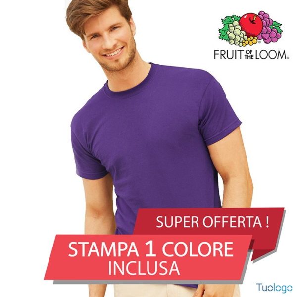 Ragazzo con tshirt in cotone manica corta e girocollo di colore viola