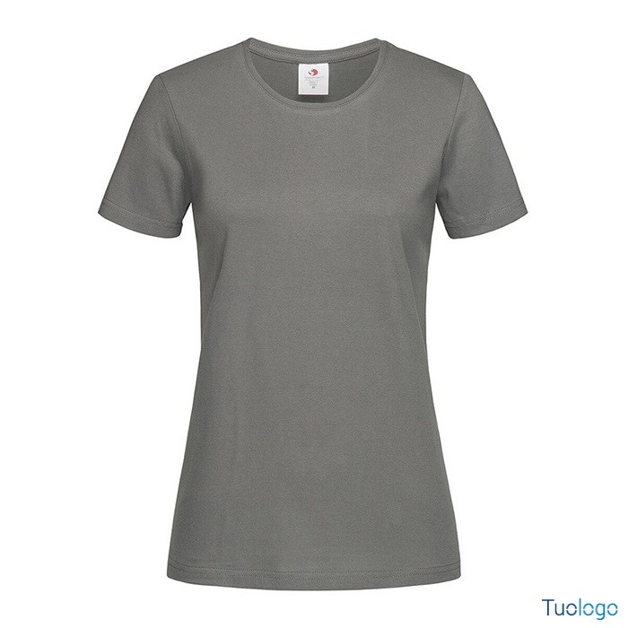 Tshirt donna grigia su sfondo bianco