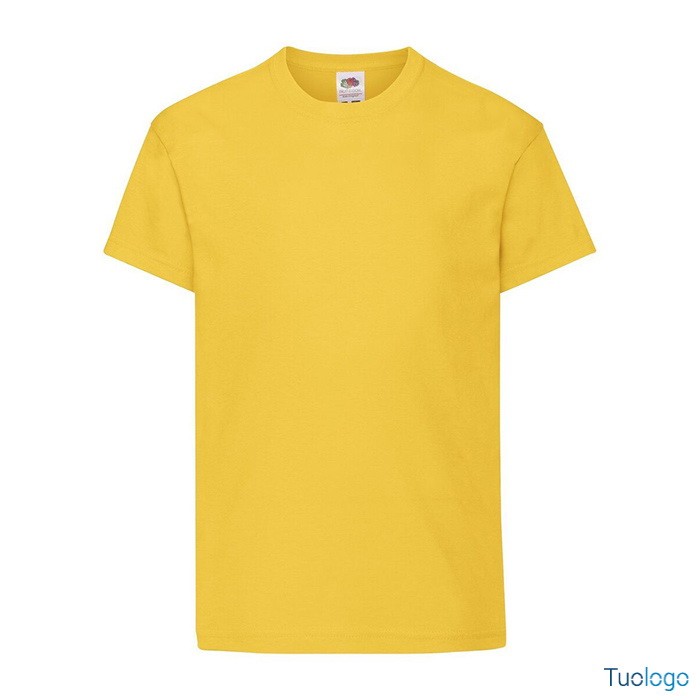 Tshirt bambino in cotone manica corta e girocollo di colore giallo sole
