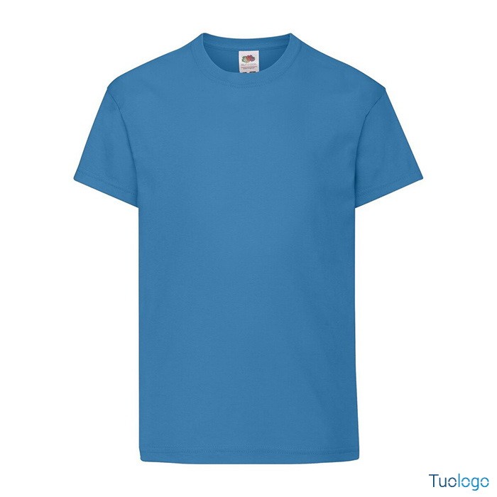 Tshirt bambino in cotone manica corta e girocollo di colore blu chiaro