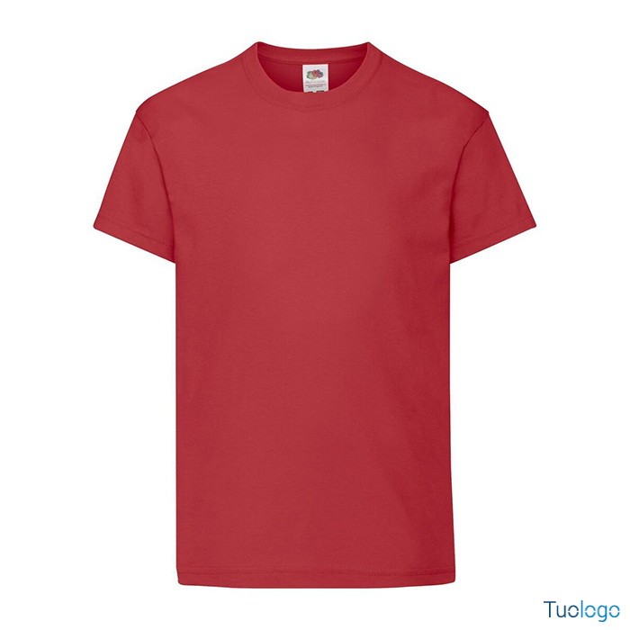 Tshirt bambino in cotone manica corta e girocollo di colore rosso porpora