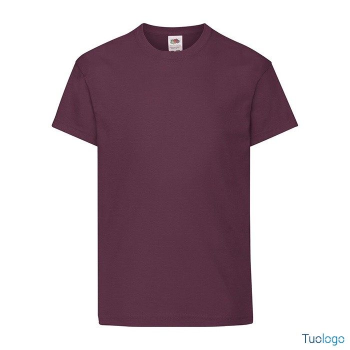 Tshirt bambino in cotone manica corta e girocollo di colore vinaccia