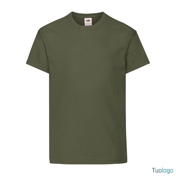 Tshirt bambino in cotone manica corta e girocollo di colore verde militare