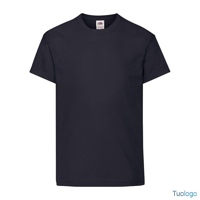 Tshirt bambino in cotone manica corta e girocollo di colore blu scuro