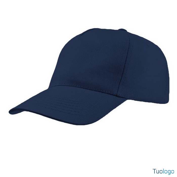 Cappellino cucito blu su sfondo grigio