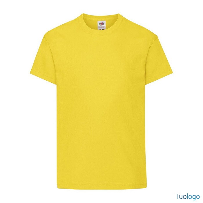 Tshirt bambino in cotone manica corta e girocollo di colore giallo fluo