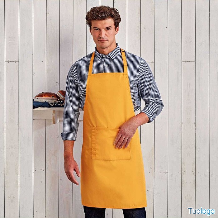 Grembiule bianco con pettorina e fibbia regolabile