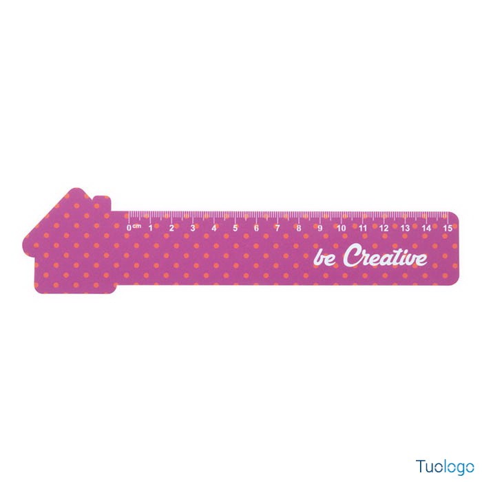 Righello in plastica rosa da quindici centimetri con stampa