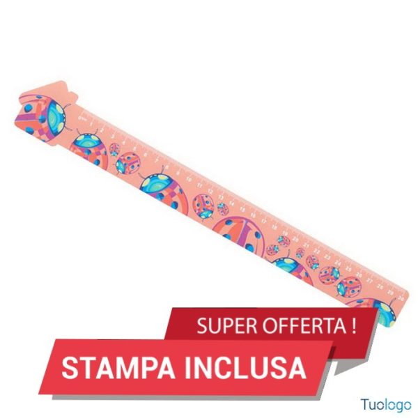 Righello in plastica rosa da trenta centimetri con stampa