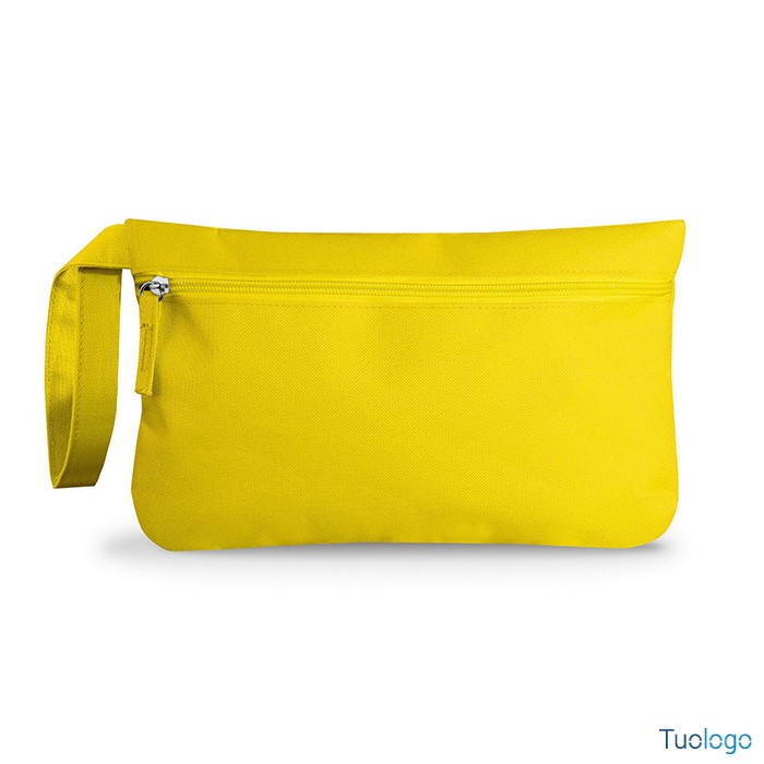 Porta documenti viaggio giallo con chiusura zip