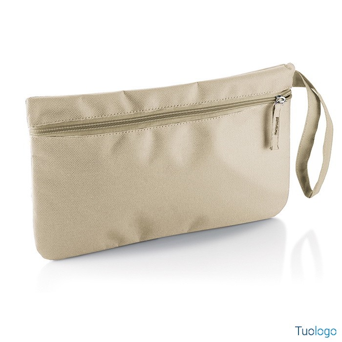 Porta documenti viaggio beige con chiusura zip