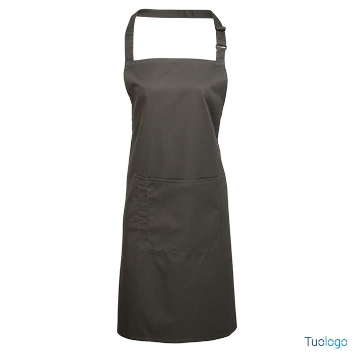 Grembiule beige con pettorina e fibbia regolabile