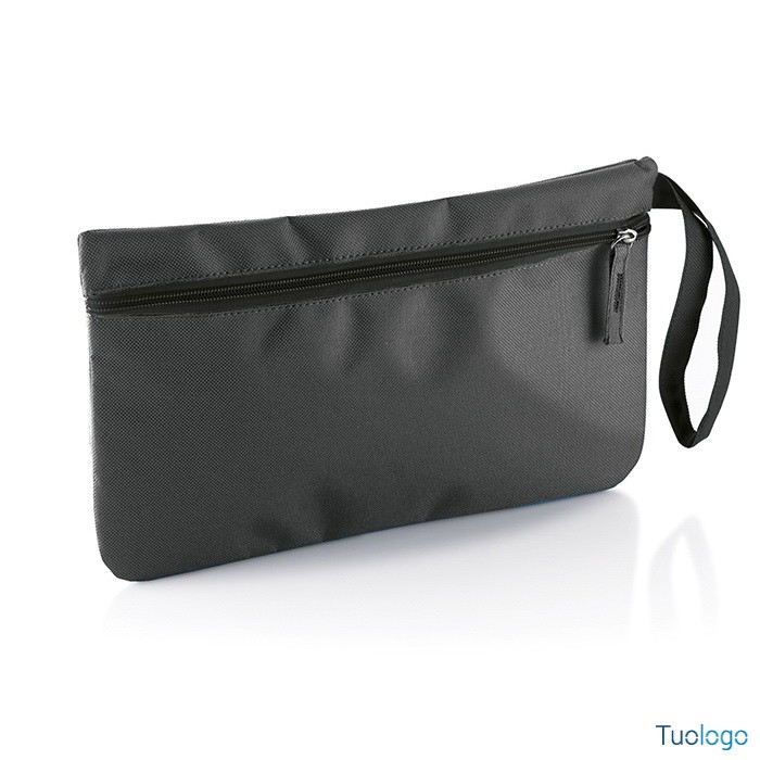 Porta documenti viaggio nera con chiusura zip