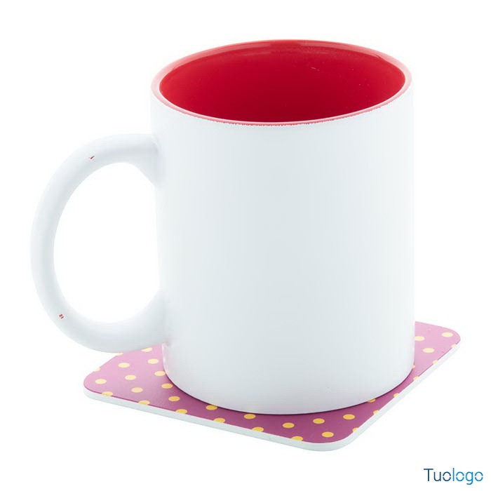 Sottobicchiere quadrato in pvc con tazza