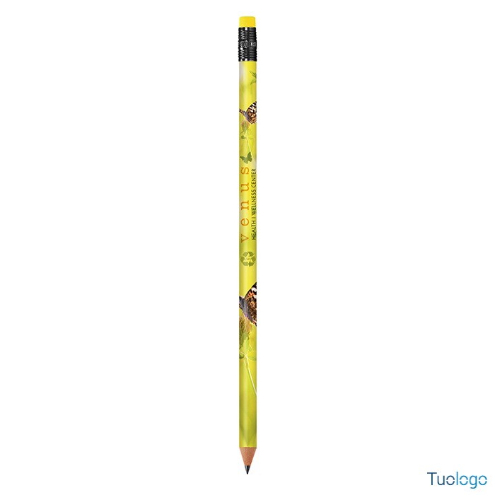 Matita gialla in posizione verticale con logo venus su sfondo bianco